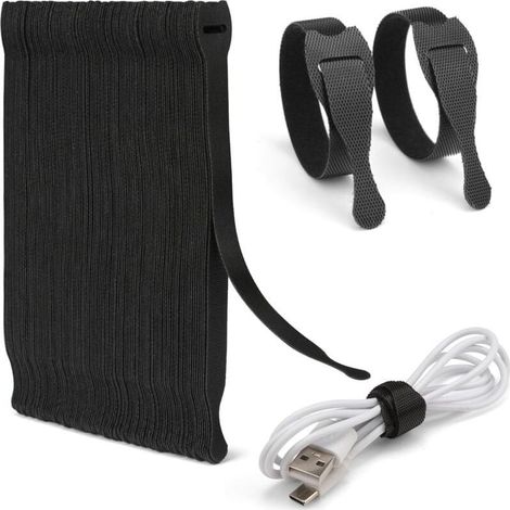 Lot de 120 Serre Câble Réutilisables en Nylon, [200 MM x 12 MM] Attaches de Câble Réglables à Crochet et Boucle, Gestion des Câbles pour Bureau, Maison, Jardin et autres (1/4)
