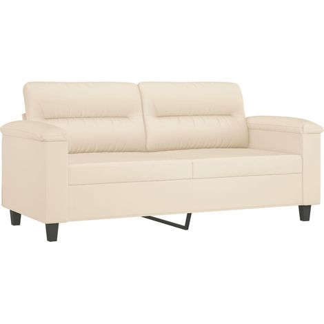 vidaXL Divano a 2 Posti Beige 140 cm in Tessuto Microfibra (1/5)