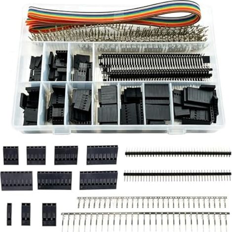 Du-pont Lot de 1550 connecteurs électroniques de 2,54 mm avec 1/2/3/4/5/6/8/10 broches, câble mâle, femelle, adaptateur, connecteur pour électronique, imprimante 3D, modélisme (1/5)