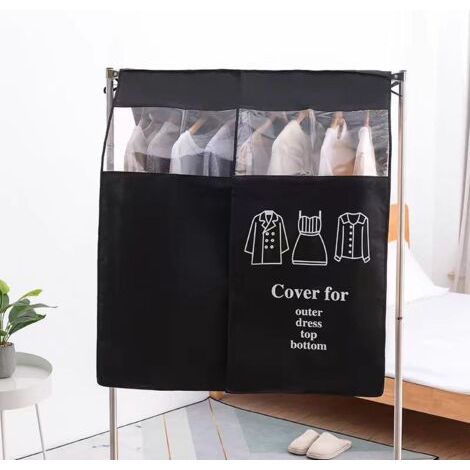 QORVA-Housse Protège Housses de Vêtements 90 × 110cm Housse de Anti-Poussière Protection Portant Universelle Garment Covers (Noir) (1/5)