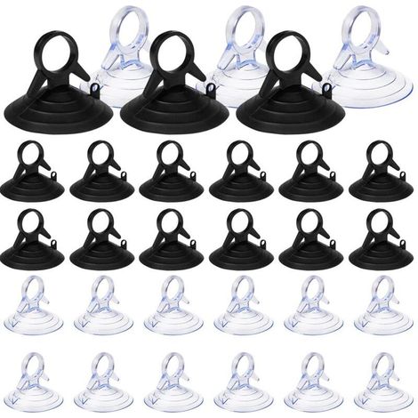 60 Pièces Ventouse pare Soleil, 45mm Ventouse Sans Crochets Ventouse, PVC Ventouses Mini Ventouse Transparente et Noire Ventouse, Ventouse pour Vitre (1/4)