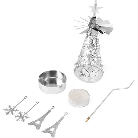 Porte-bougies rotatif en forme de carrousel pour sapin de Noël, en acier inoxydable, style 1 (1/5)