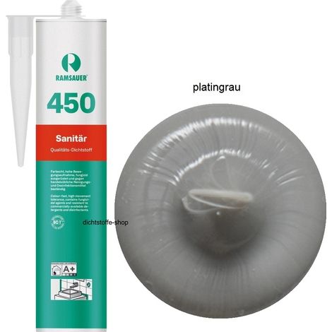 Ramsauer 450 Sanitär Silikon Fugen Dichtstoff 310ml Kartusche platingrau