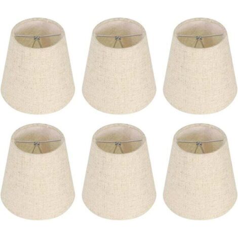 Aktion, 6er-Set kleine Lampenschirme, Lampenschirm aus Sackleinen zum Anklipsen der Glühbirne für Tischlampe und Stehlampe, nordischer beigefarbener Kronleuchter-Lampenschirm 3,5 x 5,5 x 5,2 Zoll, AAF