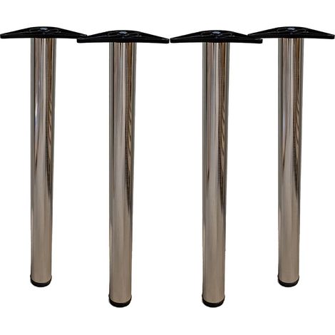 Tischstempel 4er Set Edelstahl Optik mit Montageplatte - Tischbeine 710mm Höhe (1/5)