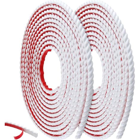 Lot de 2 bandes adhésives flexibles en PVC pour bordure murale, 10 m - Garniture 3D blanche pour coin, cadre de miroir, bordure de plafond, décoration murale (1/5)