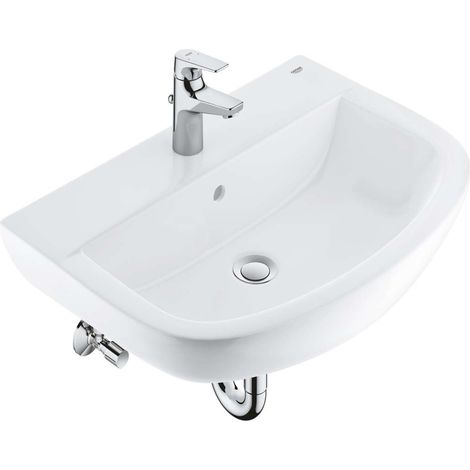 Grohe Bau Ceramic - Set lavabo 60 cm e miscelatore Start Flow con sistema di scarico, bianco alpino/cromo 39472000 (1/3)