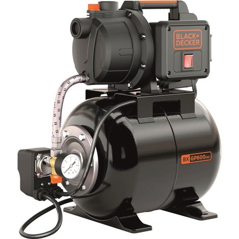 Black & Decker – Pompe autoamorçante avec réservoir 19L – Débit max. 3100 l/h – Hauteur d'élévation max. 35 m – Moteur 600W pour eaux claires - BXGP600PBE