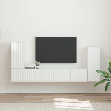 TV-Schrankset 4 pcs Hochglanz Weiß Holzwerkstoff