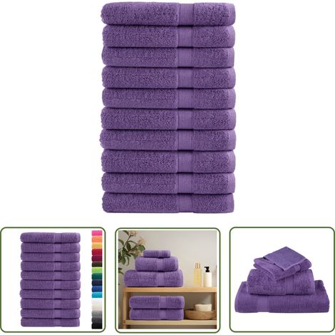 The Living Store Premium-Handtücher SOLUND 10 Stk. Lila 100x200 cm 600 g/m² - Baumwolle - Handtücher - Badhandtücher - Lila - Violett (1/5)