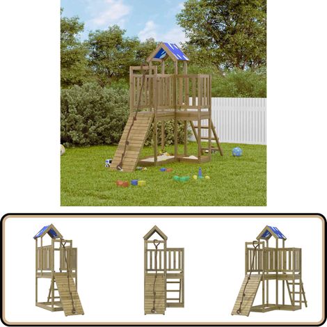 Spielturm Imprägniertes Kiefernholz - Holzspielturm - Kinderspielturm - Spielgeräte Für Kinder - Outdoor Spielplatz - Gartenmöbel