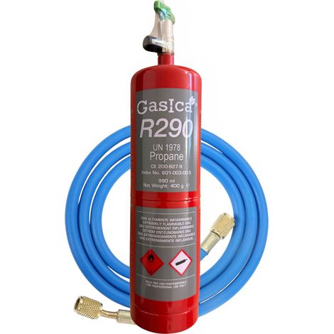 Gas R290 Propano 400g Alta Pureza  Refrigerante Ecológico Eficiente  Incluye Manguera  Ideal para HVAC y Refrigeración