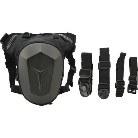 Sacoche de jambe moto avec bande réfléchissante, ceinture imperméable pour randonnée extérieure, voyage, pêche, gris (1/5)