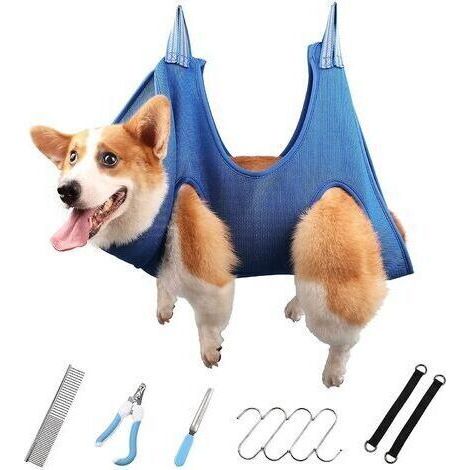 Hamac Toilettage pour Chien de Taille Moyenne - Taille L - Harnais Suspendu pour Couper Les Griffes - Accessoires de Douche et Bain(L) (1/5)