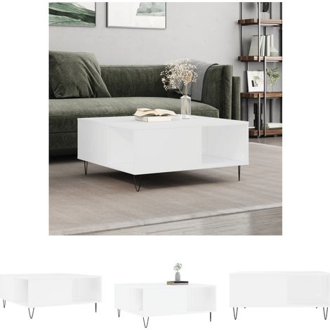 Weiß Couchtisch - vidaXL Couchtisch Weiß 80x80x36,5 cm Holzwerkstoff - Stauraum Couchtisch (1/5)