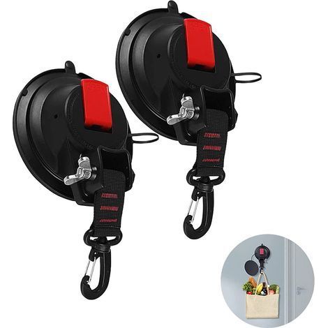 Suction Cup with Tie-Down Hook, 2 Pcs Car Suction Cup Multi-Purpose Hook Anchor Suction Cups, for Car Side Awning, Boat, Camping, Tents, Luggage (1/5)