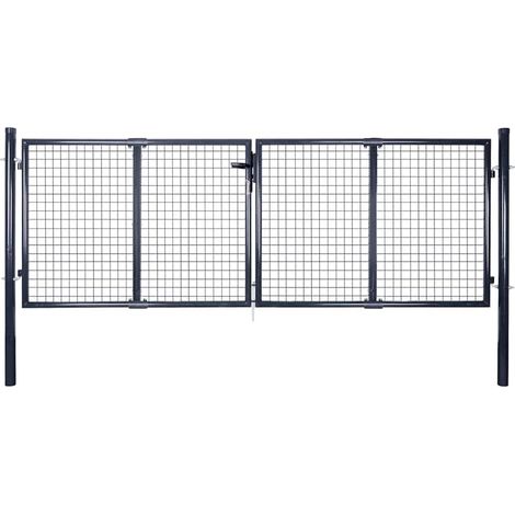 Maschen-Gartentor verzinkter Stahl 300 x 100 cm Grau