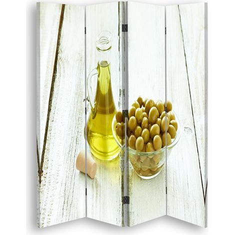 Paravento bilaterale, Olive in una ciotola e olio - 145x170 (1/5)