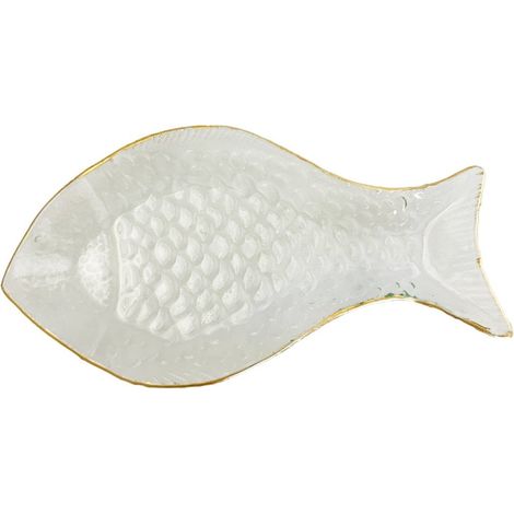 Coupe de Présentation en Verre Forme Poisson Plat de Service Doré 31,5 x 17,5 cm - PANGIVO (1/4)