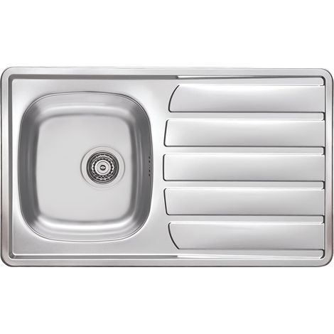 Evier Inox à Encastrer 18/10 Réversible 1Bac + 1 Egouttoir 86X50cm - Moderna (1/2)