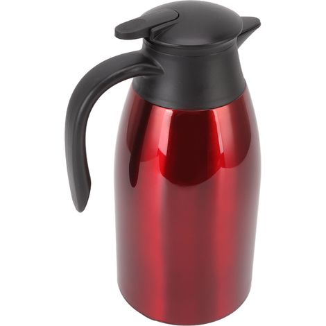 Théière isotherme en acier inoxydable 304, couvercle étanche, capacité 2 L, poignée de transport, nettoyage facile, distributeur de café isotherme rouge vin (1/5)