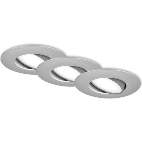 LED recessed spots, set of 3, IP65, chrome-matt, 3