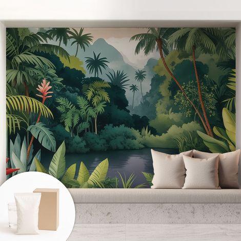 Fototapete - Tapete Vliestapete mit Kleber - Wandtapete Moderne Wandbild Schlafzimmer Wohnzimmer Exotische Kulisse 208x146 cm (1/5)