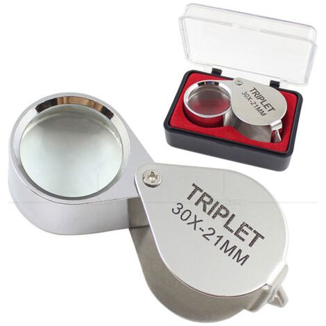 Loupe de bijoutier – Loupe 30 x 21 mm pour bijoux, lentilles anciennes – Loupe de poche 30x – Loupe en verre pliable (1/4)