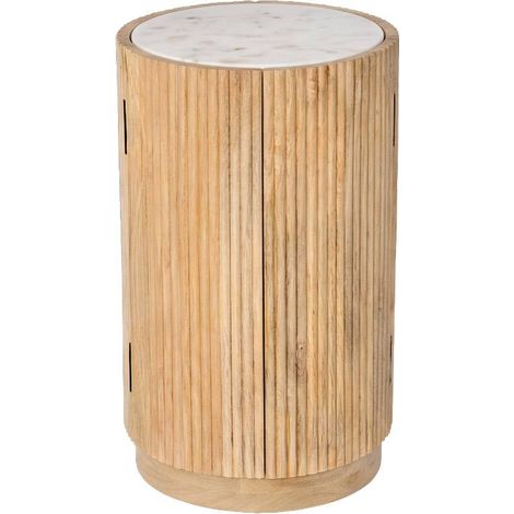 Bout de canapé en bois de manguier et marbre Aurea (1/5)