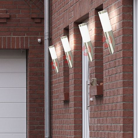 Lot de 4 appliques murales lampes d'extérieur détecteur de mouvement en acier inoxydable lumières d'entrée de jardin (1/5)