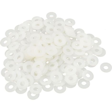 200pcs Rondelles Nylon Plat Joint Étanchéité pour Robinet Tuyau Blanc M4 10mm OD 4mm ID 1mm Épaisseur
