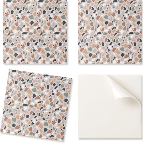 Baldosas de PVC con motivo decorativo, f谩cil de usar, para comedor, con estampado abstracto de piedra, 9x30x30 cm.