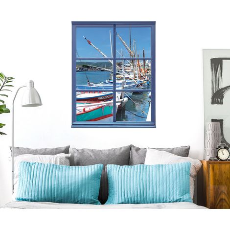 Sticker Fenêtre 3D Port de Mer, 60x75cm - Décoration Murale Navires Trompe l'oeil, 150 caractères maximum (1/5)