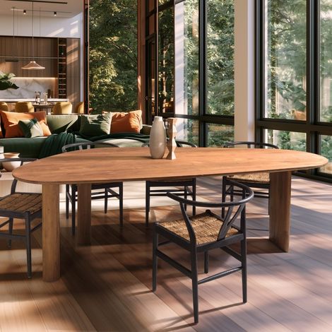 SIXTINE - Table à manger 260x120cm en bois de teck recyclé (1/5)