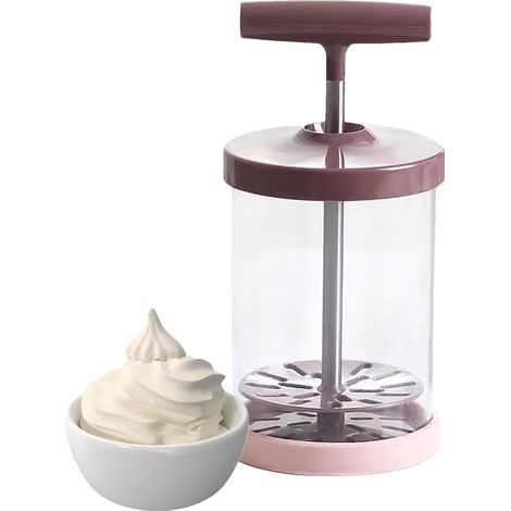 Distributeur de crème fouettée manuel, fouet à main - ustensiles de cuisine en acier inoxydable, distributeur ergonomique avec poignée confortable pour la crème fouettée (1/5)
