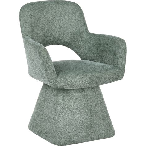 Silla de comedor giratoria totalmente tapizada en tela silla decorativa con asiento ancho verde oscuro Vallby (1/5)