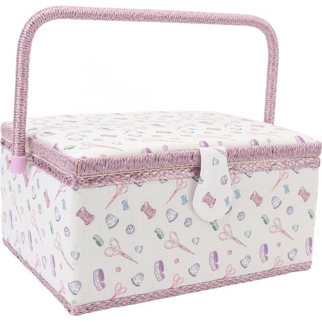 Grand panier de couture en tissu, fermeture magnétique, boîte de rangement pour outils de couture avec plateau amovible (1/5)