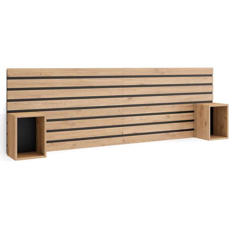 Cabecero con cajoneras Adamuz de 214x70x3 cm, color marrón (1/4)