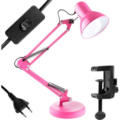 Lampe de bureau E27 TOBI rose avec support pour table à dessin (1/5)
