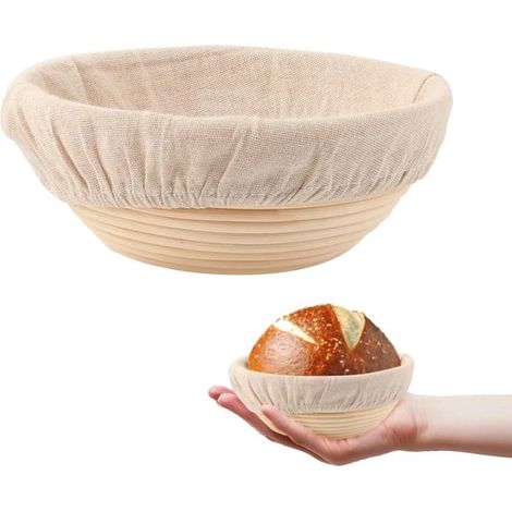 Panier et bol de fermentation ronds de 16 cm avec doublure, accessoires essentiels pour la fabrication de pain au levain à la maison. (1/5)