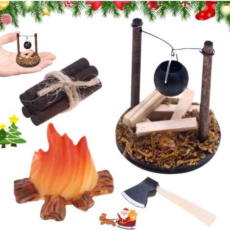 Accessoires Feu De Camp De Miniature, Mini Feu de Camp, Feu De Camp De Noël Miniature, Jouet Miniature pour Maison de Poupée, Ornement Miniature pour Noël Maison Miniature (1/5)