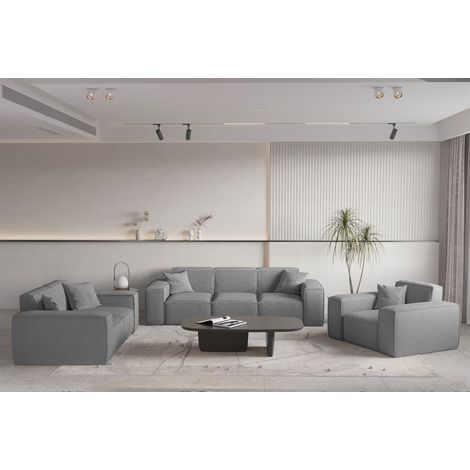 Sofaset Designersofa CELES PREMIUM 3-2-1 in Stoff Ascot Bukla Grau (1/5)