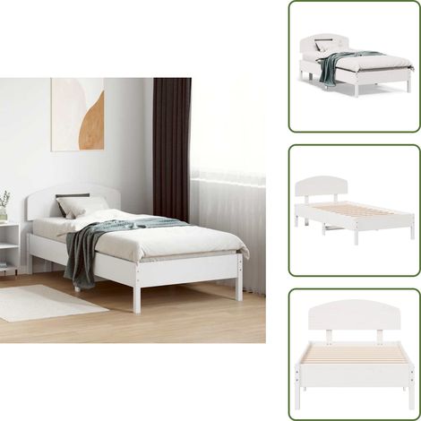Letto con testata in legno - vidaXL Giroletto senza Materasso Bianco 75x190 Legno Massello di Pino -