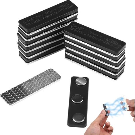 12 Paires Aimant Rideau, Adhésif Sans Perçage, Acier Inoxydable, Noir, Pour Store Occultant et Moustiquaire (1/5)