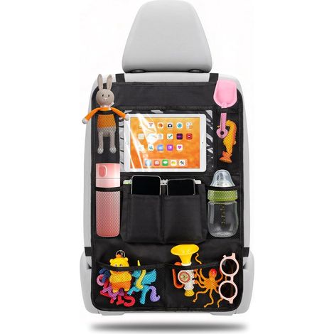Protection de dossier de voiture pour enfants avec 10 poches de rangement, organiseur de siège de voiture en tissu Oxford, imperméable et facile à nettoyer, empêche les coups de pied et les rayures (1/5)
