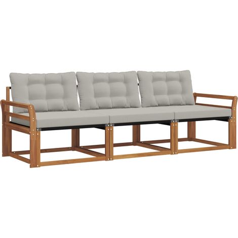Outdoor-Sofagarnitur mit Kissen 3 pcs Natürlich und Hellgrau vidaXL (1/5)