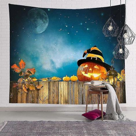 Tapiz de calabaza para Halloween, alfombra, decoración del hogar, luna nocturna, estilo hippie, tapiz para colgar en la pared, decoración del techo - 13,95  73 (1/3)
