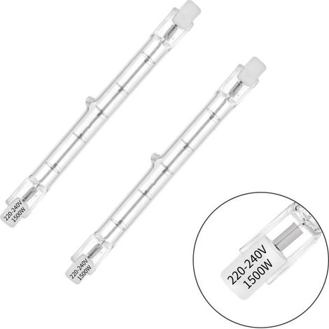 Tube de lampe halogène, J254【1500W】230V, 3100lm 2800k, culot R7S, ampoule, tube de lampe halogène au tungstène, lumière blanc chaud  2 pièces (1/4)
