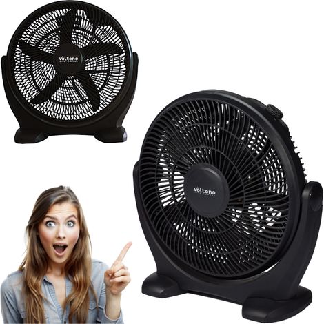 Ventilateur sur pied 50 W – 3 vitesses – Débit d'air réglable – Silencieux – Dimensions 40 cm x 40 cm – Moteur durable – Volteno