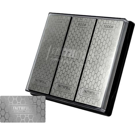 Faithfull Diamond Whetstone Kit, three-grit diamond sharpening...